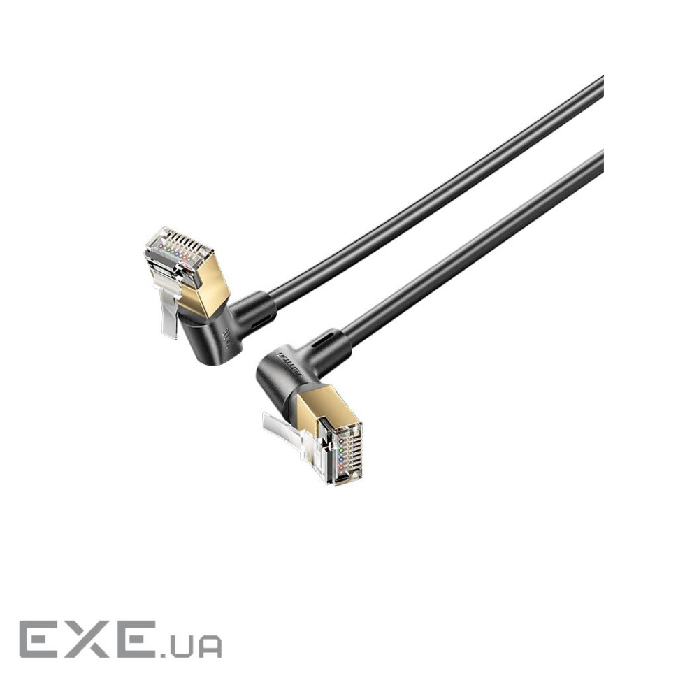 Патч-корд 1м STP cat 8 RJ-45 90 corner black Vention (IKLBF)