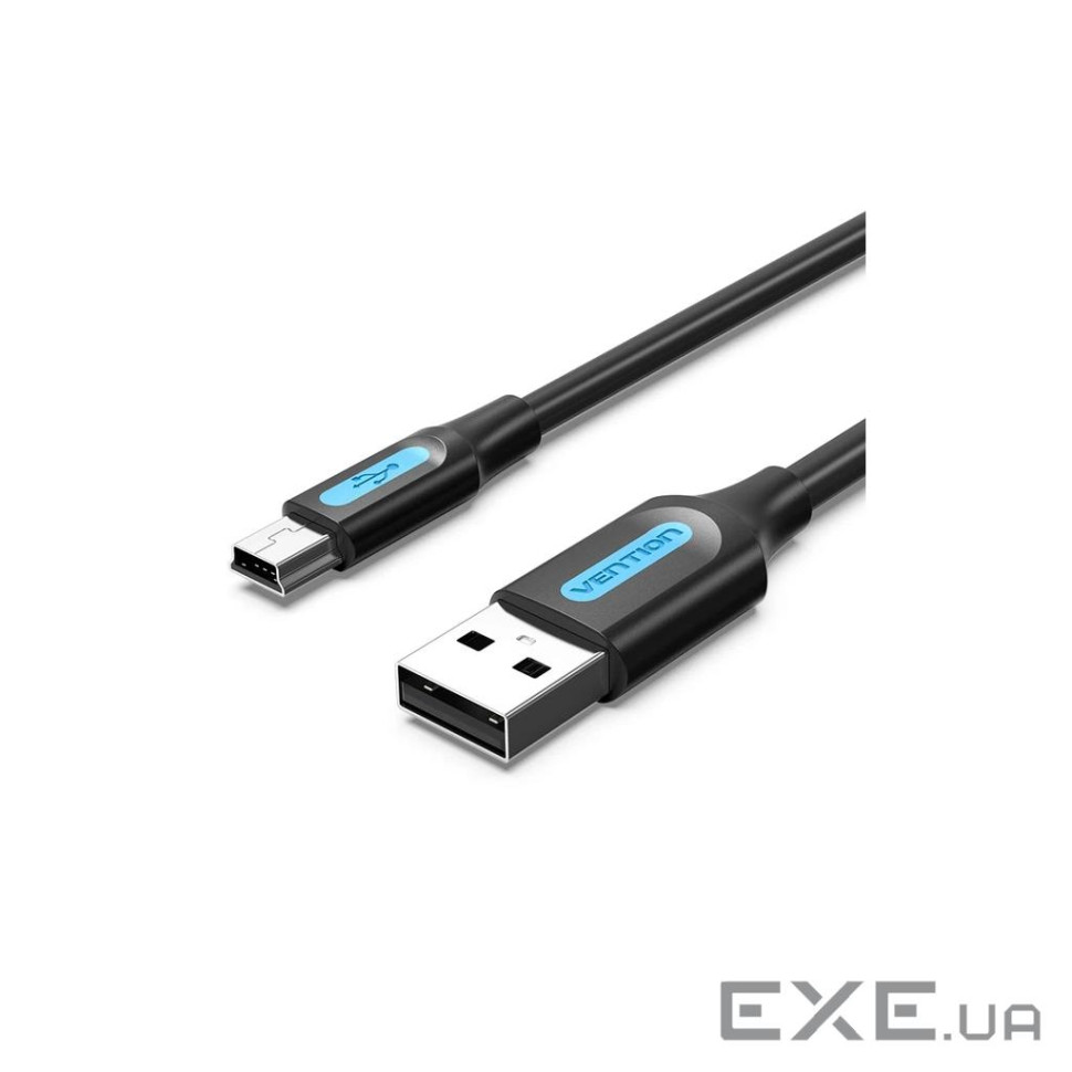 Дата кабель USB 2.0 AM to Mini 5P 1.0m black Vention (COMBF)