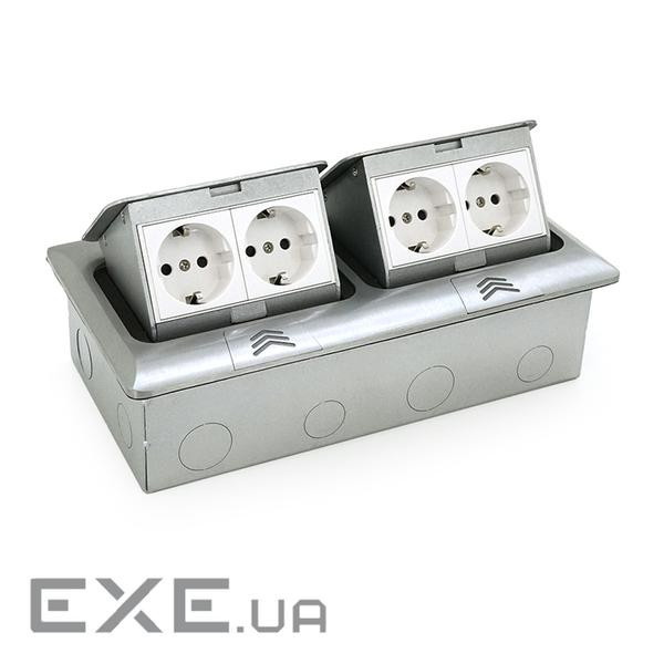 Розетка для підлоги висувна із заземленням J26, чотири розетки, Input: AC 100-250V 16A, White , Input: AC 100-250V 16A,