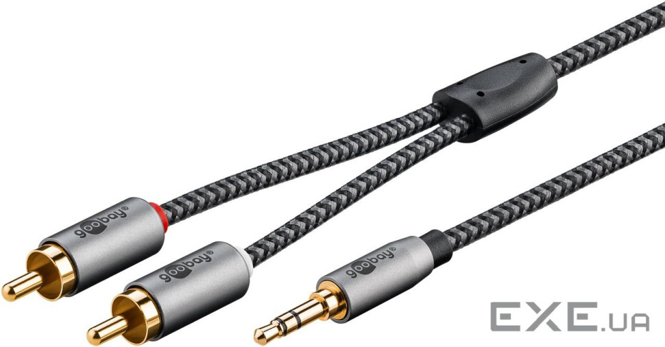 Кабель аудіо-сигнальний Jack 3.5mm 3pin-RCAx2 M/M 2.0m,Slim Elegant GoobayPlus Textile, (75.06.5288) Jack 3.5mm 3pin-RCA