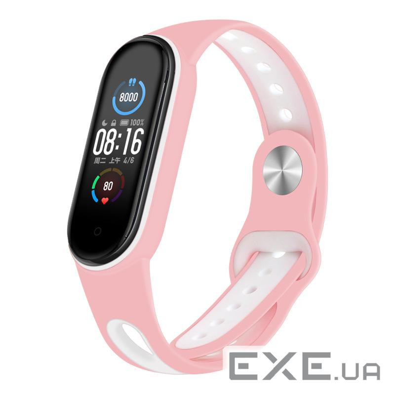 Ремінець для фітнес браслета BeCover Sport Style для Xiaomi Mi Smart Band 5 Pink-White (705173)