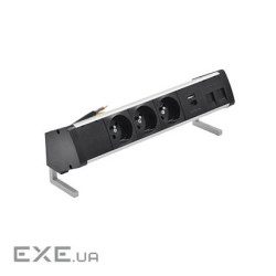 Розет блок S484: 3x250В тип F, зар пристр 2xUSB A+C, 2xRJ45 Keystone, чорн-сріб (48430F30BK00000-40)