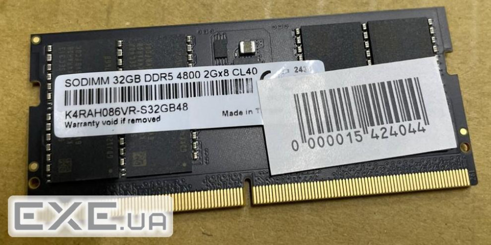 Пам"ять SO-DIMM, DDR5, 32Gb, 4800 MHz, Samsung, 1.1V, CL40 (K4RAH046VR-S32GB48)