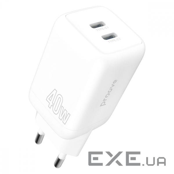 СЗУ Proove Silicone Power 40W (Type-C + Type-C) white (WCSP4020002)