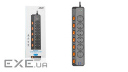 Подовжувач мережевий 2E 3м, 6xТипF, 16A, 2xUSB-A, 1x USB-C фільтр, чорний (2E-SP6M3SWBK)