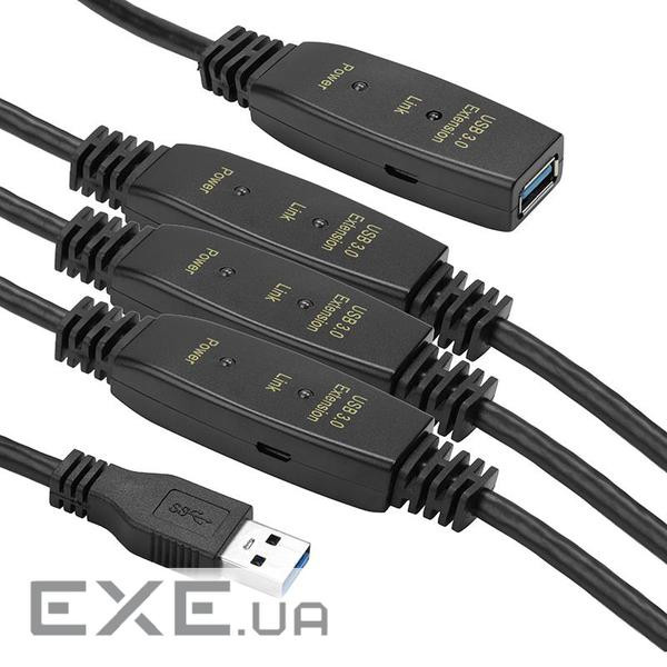 Адаптер USB 3.0 AM - AF, 30 m, active PowerPlant (CA912872)