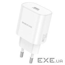 СЗУ BOROFONE BA82A 110-240V, PD25W, USB-C, 25W, White, Box (BOROFONE BA82AW)
