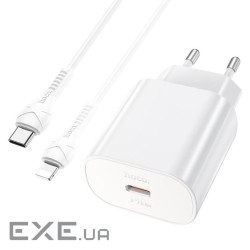 Зарядний пристрій HOCO N22 Jetta USB-C PD25W + cable USB-C to Lightning White (6931474760074)