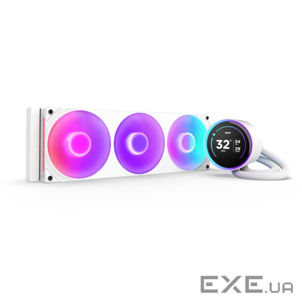 Водяне охолодження для ПК NZXT, Kraken Elite RGB 360mm AIO liquid cooler w/Display, RG (RL-KR36E-W2)