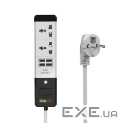 Мережевий подовжувач Senmaxu SMX-088, 2 Universal Socket + 4 USB, 1,5 , White, Box