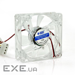 Вентилятор 80 mm Merlion 8025 прозрачний DC sleeve fan 4pin - 80х80х25мм, 1500об/хв (CC-80*80*25/4)