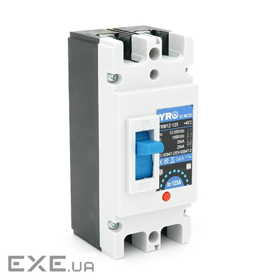 Двуполюсний автомат постійного струму YRM1Z-125 DC MCCB 2P 125A DC500V (YRM1Z-125-125A-MCCB-2P)
