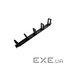 Кабельний органайзер 19", корпус-метал + пластик, 1U/5 кілець , Box, Q50 (20025)