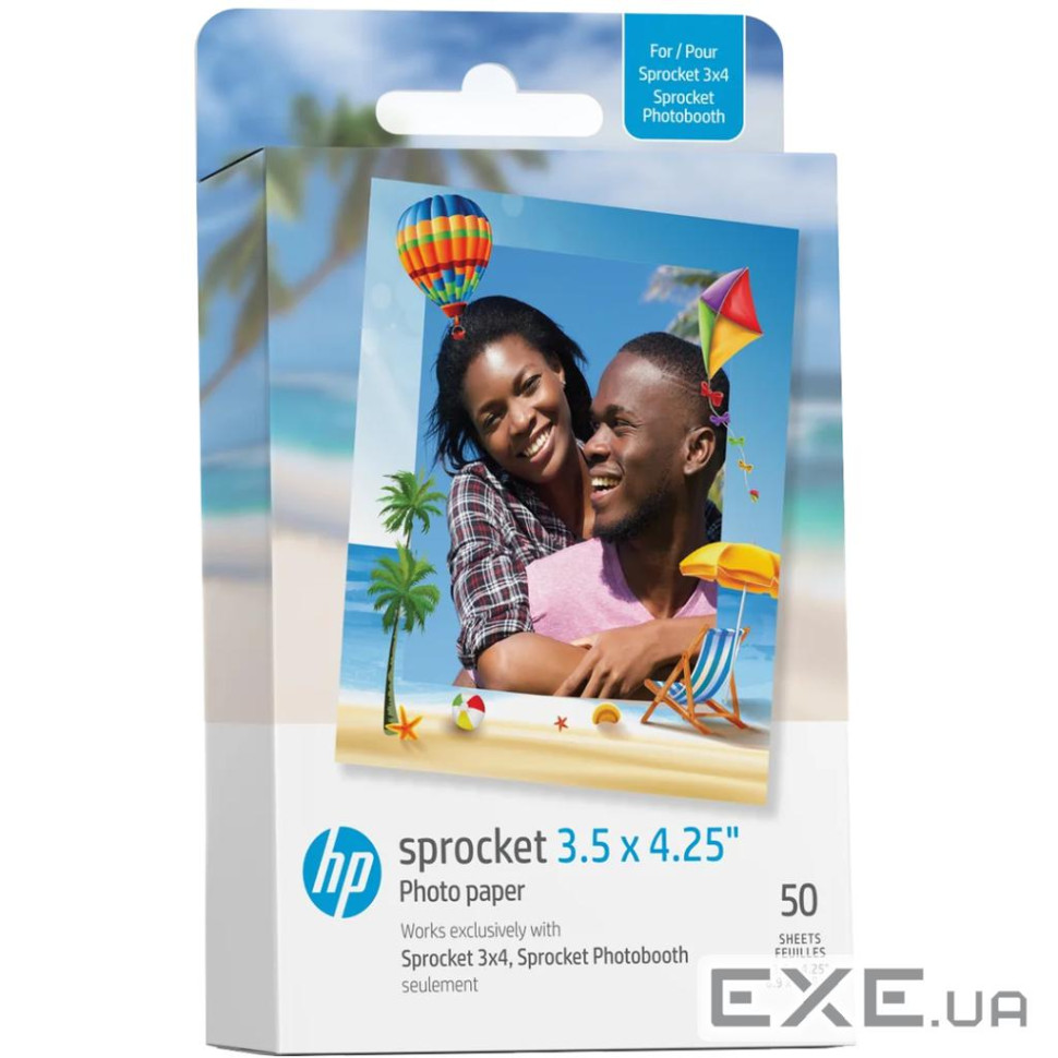 Фотопапір Sprocket Zink 3.5"x4.25" Глянцевий, самоклеючий, 50 листів (HPIZ3X450) (HPIZ3X450)