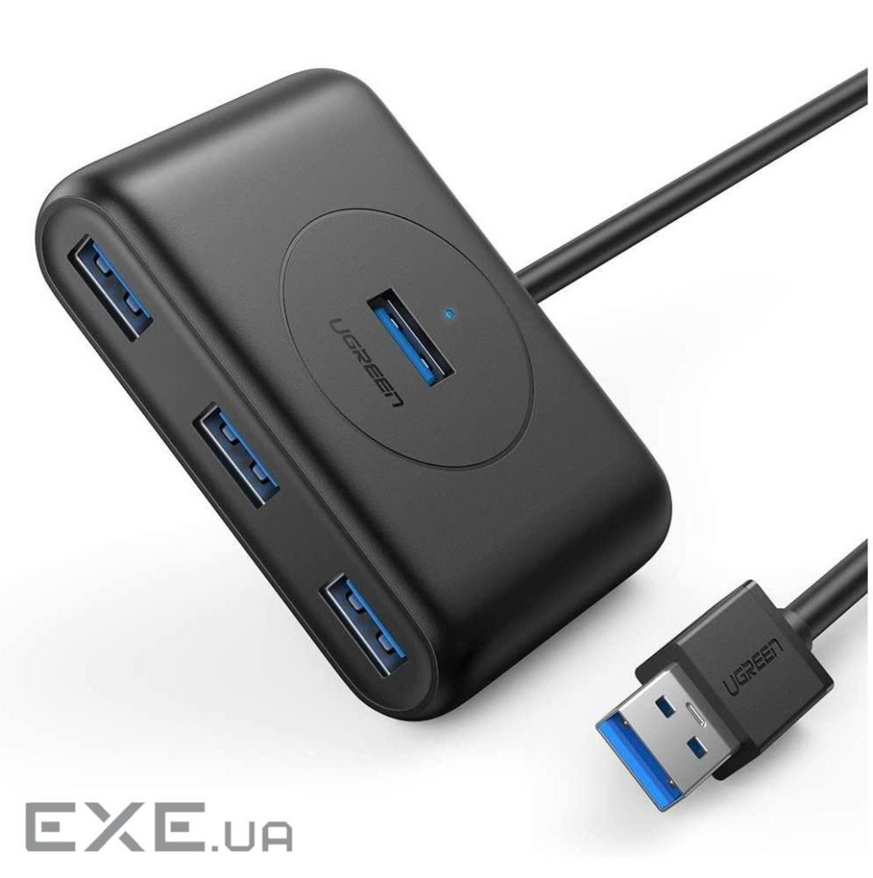 USB Hub Ugreen 4-port 2м USB 3.0 Активний, CR113 Чорний (20291) (20291 black)