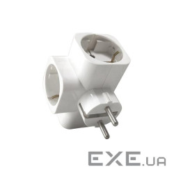 Розетка трійник із заземленням Т-подібний з індикацією, White, Box (YT-20574) , White, Box (YT-20574)