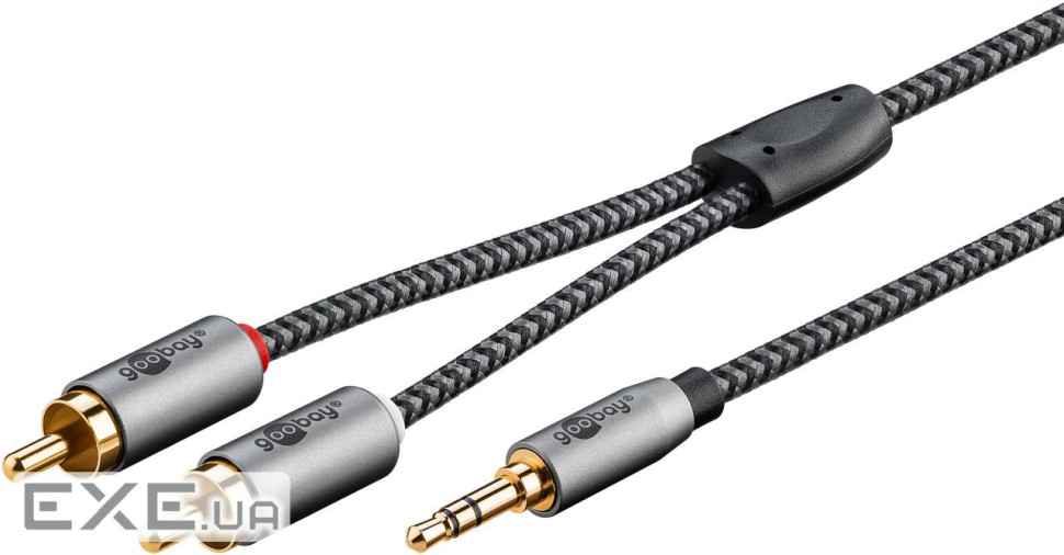 Кабель аудіо-сигнальний Jack 3.5mm 3pin-RCAx2 M/M 3.0m,Slim Elegant GoobayPlus Textile, (75.06.5289) Jack 3.5mm 3pin-RCA