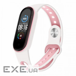 Ремінець для фітнес браслета BeCover Sport Style для Xiaomi Mi Smart Band 5 White-Pink (705174)