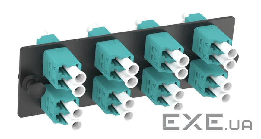 LC 10Gig OM3/OM4 FAP loaded with 8xLC Duplex Fiber Optic Adapters (Aqua) (FAP8WAQDLCZ)