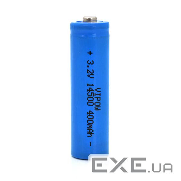 Акумулятор 14500 LiFePO4 (size AA), 400mAh, 3.2V, TipTop, blue Vipow (IFR14500-400mAhTT / 21438)