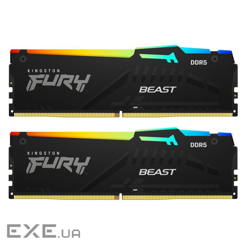 Модуль пам'яті KINGSTON FURY Beast RGB EXPO Black DDR5 6400MHz 64GB Kit 2x32GB (KF564C32BBEAK2-64)