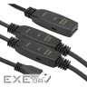 Активний подовжувач PowerPlant USB 3.0 AM-AF, 20 м (CA912865) чорний