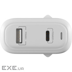 Зарядний пристрій Globex GaN 1xUSB + 1xUSB-C 65W FastPower white (GaN65WAC)