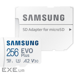 Карта пам'яті Samsung 256 GB microSDXC Class 10 UHS-I U3 EVO Plus + SD Adapter (MB-MC (MB-MC256SA/EU)
