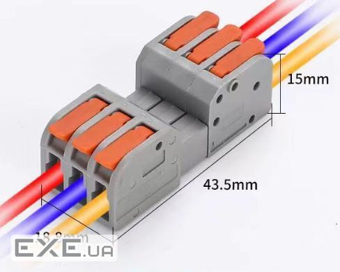 Клема роз&apos,ємна з натискними затискачами 3-провідна DF-2604D, 3-pin, 250V, 32A, 0 (DF-2604D / 3)