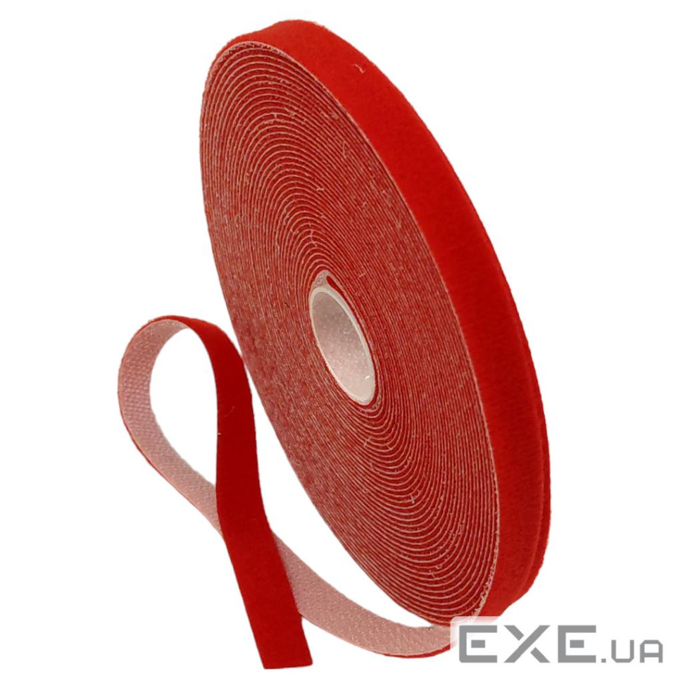 Стяжка-липучка, 12 мм x 10 м, моток, червона , EPNew (GTM-1210RDZ-E5)
