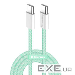Дата кабель USB-C to USB-C 1.0m 60W 3.0А green ColorWay (CW-CBPDCC061-G)