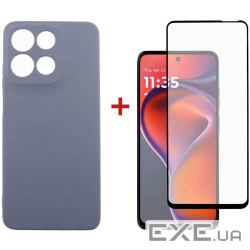 Чeхол-накладка Dengos для Motorola G15/G15 Power Grey Full Glue (DG-KM-147) + защитное стекло