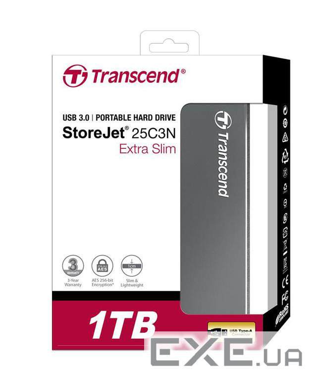 Зовнішній жорсткий диск TRANSCEND 1TB TS1TSJ25C3N USB 3.0 StoreJet 25C3 2.5"