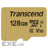 Карта пам'яті TRANSCEND microSDXC 500S 128GB UHS-I U3 V30 Class 10 + SD-adapter (TS128GUSD500S)