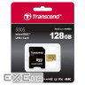 Карта пам'яті TRANSCEND microSDXC 500S 128GB UHS-I U3 V30 Class 10 + SD-adapter (TS128GUSD500S)