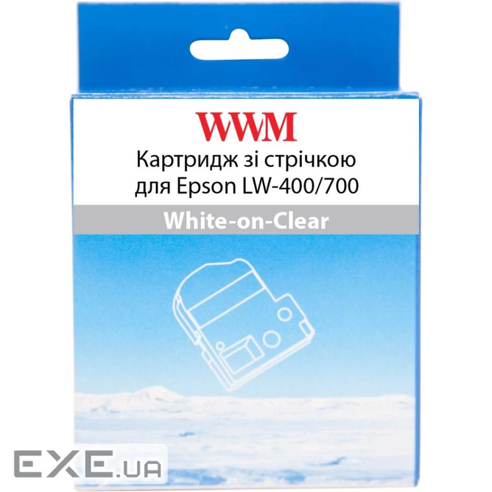 Картридж зі стрічкою WWM для Epson LW-400/700 18mm х 8m White-on-Clear (WWM-ST18S)