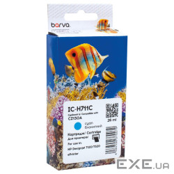 Картридж Barva HP 711 (CZ130A/CZ134A) 26 мл, Cyan (IC-H711C)
