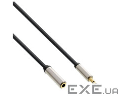 Кабель аудіо-подовжувач Jack 3.5mm 3pin M/F 3.0m,Slim Shielded Metal Gold Cu,чорний (77.09.9233-1) (77.09.9233-1)
