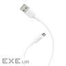 Кабель HOCO X25 USB to Micro 2A, 1m, PVC, PVC connectors, White (6957531080138)