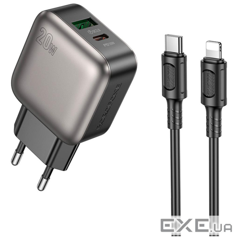 Мережевий зарядний пристрій BOROFONE BAS54A Absolute PD20W+QC3.0 charger set (C to i (6941991116216)