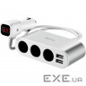 Розгалужувач прикурювача HOCO Z13 2xUSB-A, 3xCar Charger, LCD Digital Display Silv (6957531050896)