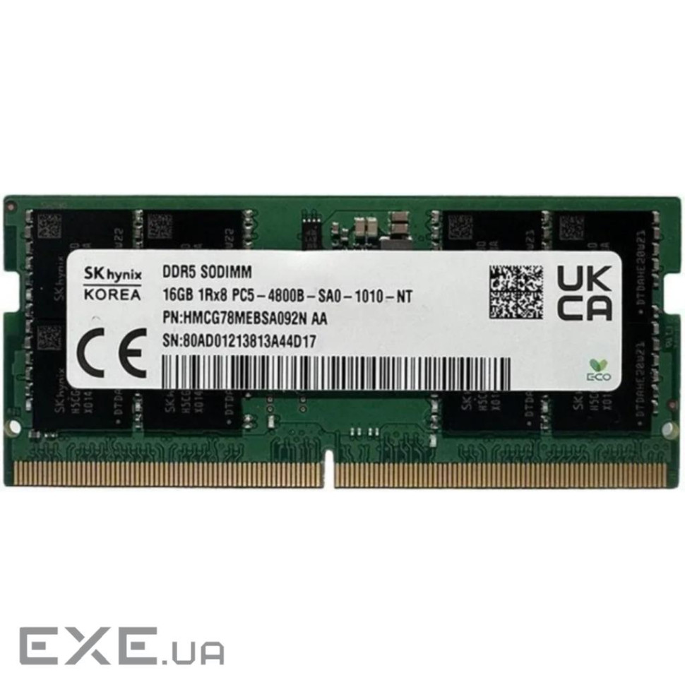 Пам"ять Hynix 16 GB SO-DIMM DDR5 4800 MHz (HMCG78MEBSA092N)