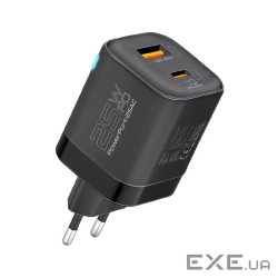 Зарядний пристрій Promate USB-C + USB-A (powerport-25ac.black)
