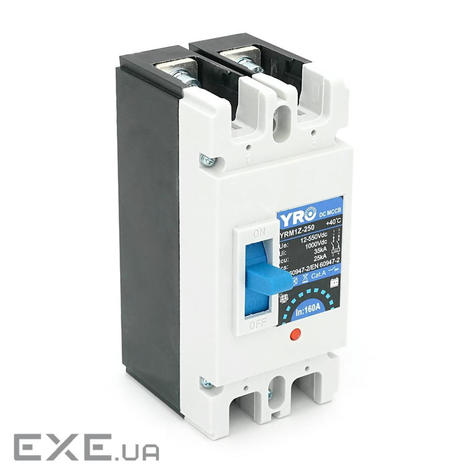 Двуполюсний автомат постійного струму YRM1Z-250 DC MCCB 2P 160A DC500V (YRM1Z-250-160A-MCCB-2P)