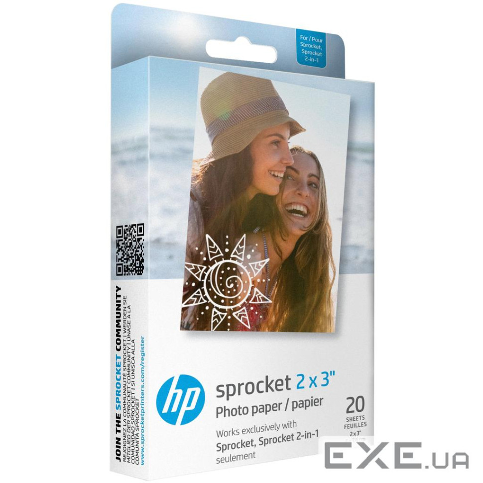 Фотопапір HP Zink 2"x3" Глянцевий, самоклеючий, 20 листів (HPIZ2X320) (HPIZ2X320)