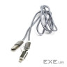 Дата кабель USB 2.0 AM to Lightning + Micro 5P 1.0m cotton PowerPlant (KD00AS1289)