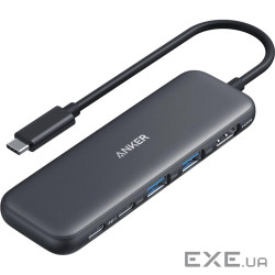 USB-Хаб/Док-станція ANKER 332 USB-C Hub 5-in-1, PD in 100W, 4K HDMI, 2xUSB-A, USB-C 5Gbps (A8355H11)