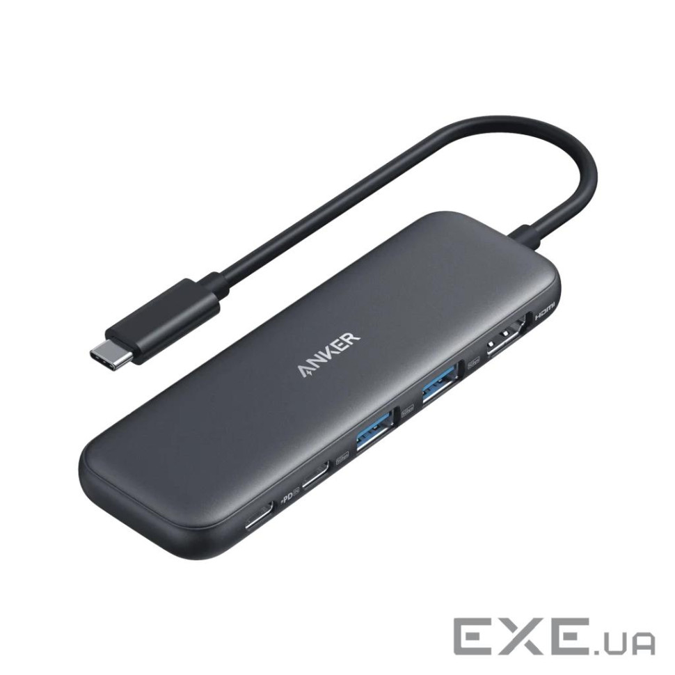 USB-Хаб/Док-станція ANKER 332 USB-C Hub 5-in-1, PD in 100W, 4K HDMI, 2xUSB-A, USB-C 5Gbps (A8355H11)