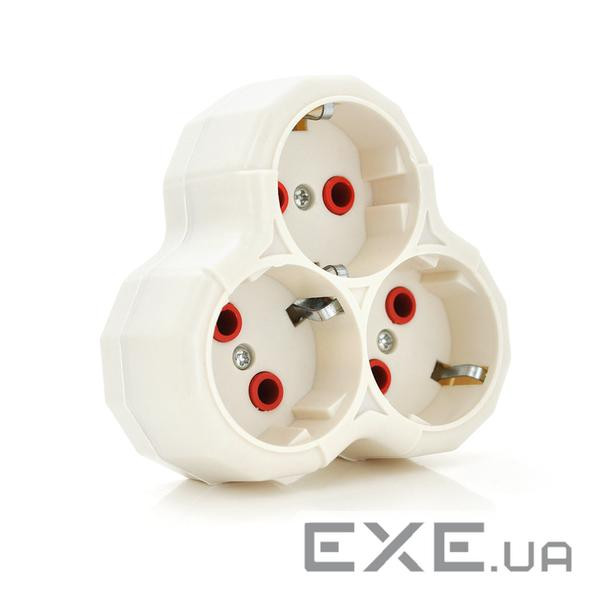 Розетка трійник з заземленням AK303 Light, White, Q12 (AK303L) AK303 Light, White, Q12 (AK303L)