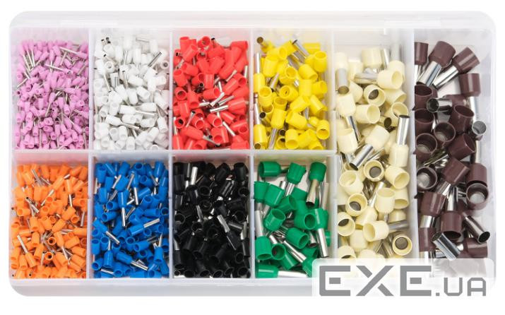 Набір клем / наконечників 1230шт(E0308v-300,E0508o-200,E2508bl-100,E1008b-150,E1508r-120, (YT-39485) (E0308v-300,E0508o-